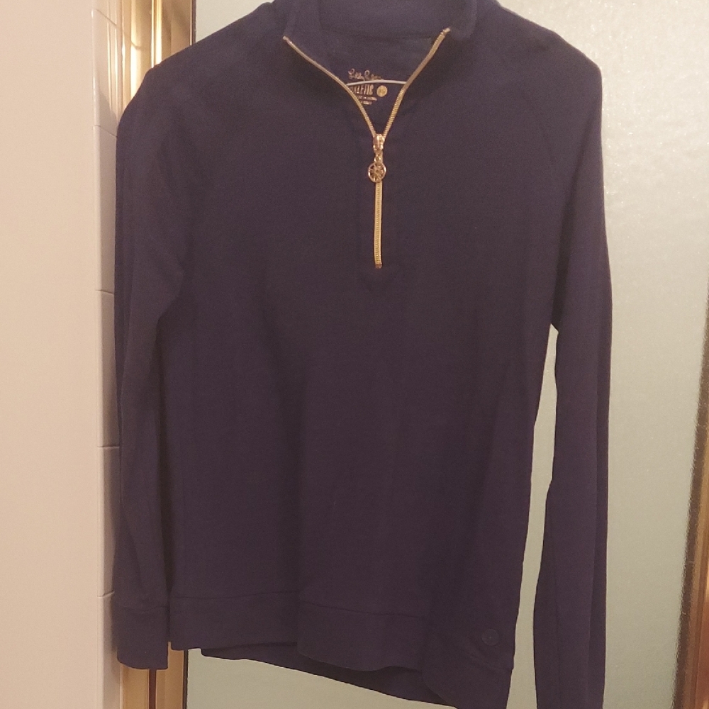 Lilly Pulitzer Womens Deep Blue Zip-Up Sweater